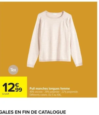Pull manches longues femme Tex