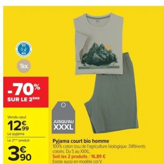 Pyjama court bio homme Tex