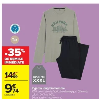 Pyjama long bio homme Tex