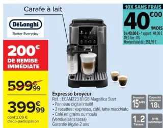 Expresso broyeur DeLonghi ECAM223.61.GB Magnifica Start