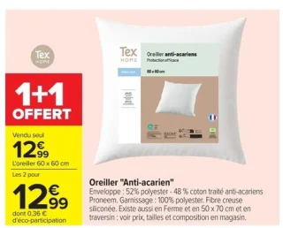 Oreiller "Anti-acariens" Tex Home