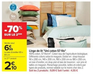 Linge de lit "Uni coton 57 fils" Tex Home