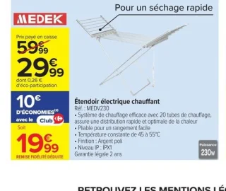 Étendoir électrique chauffant Medek MEDV230