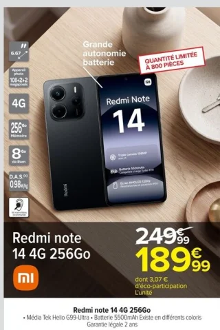 Redmi note 14 4G 256Go