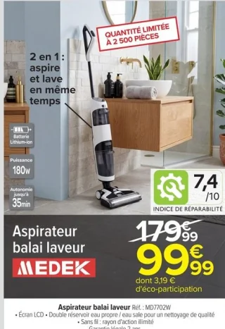 Aspirateur balai laveur MEDEK