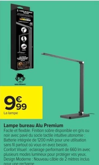 Lampe bureau Alu Premium Geek Monkey