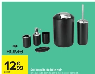 Set de salle de bain noir Carrefour Home