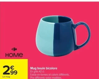 Mug boule bicolore HOME