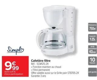 Cafetière filtre Simpl SCM125-24