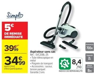 Aspirateur sans sac Simpl SVC20BL-25