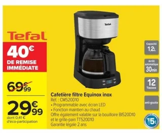 Tefal Cafetière filtre Equinox inox