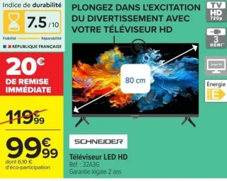 Téléviseur LED HD Schneider 32A3G