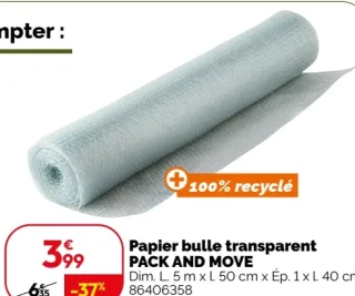 Papier bulle transparent PACK AND MOVE