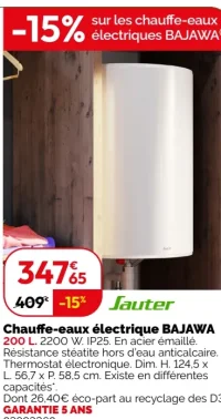 Chauffe-eaux électrique BAJAWA Sauter
