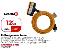 Rallonge avec terre Lexman