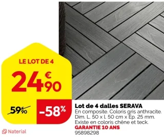 Lot de 4 dalles SERAVA Naterial