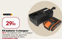 Kit batterie + 1 chargeur Worx