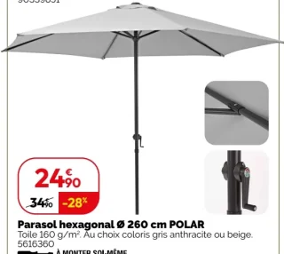 Parasol hexagonal Ø 260 cm POLAR