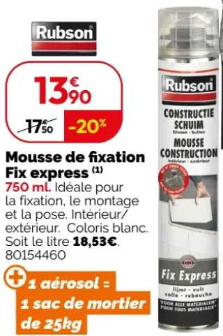 Mousse de fixation Fix express Rubson