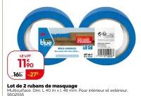 Lot de 2 rubans de masquage 3M Scotch Blue