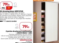 2 portes de placard coulissantes coloris blanc + rails
