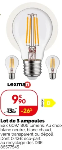 Lot de 3 ampoules Lexman