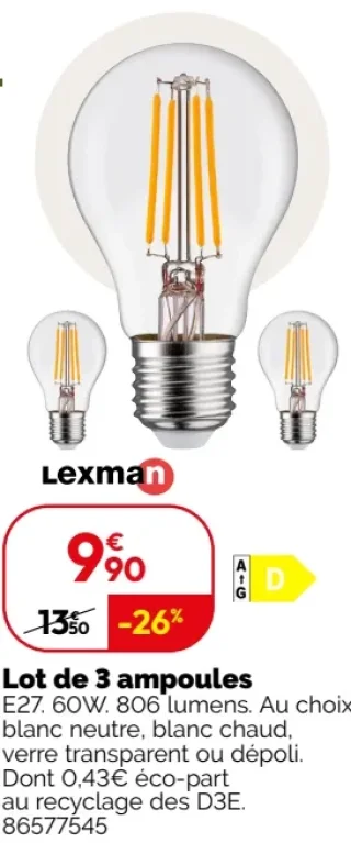 Lot de 3 ampoules Lexman