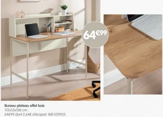 Bureau plateau effet bois