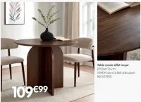 Table ronde effet noyer