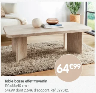 Table basse effet travertin