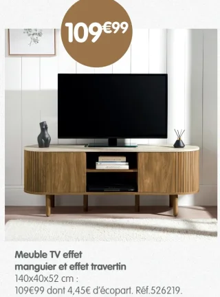 Meuble TV effet manguier et effet travertin