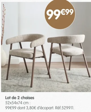 Lot de 2 chaises