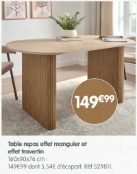 Table repas effet manguier et effet travertin
