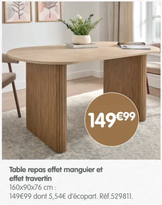 Table repas effet manguier et effet travertin