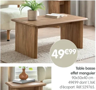 Table basse effet manguier