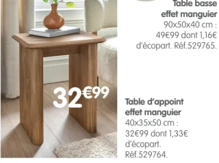 Table d'appoint effet manguier