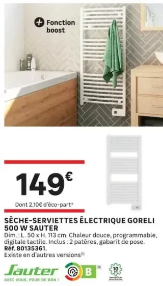 Sèche-serviettes électrique Goreli 500 W Sauter