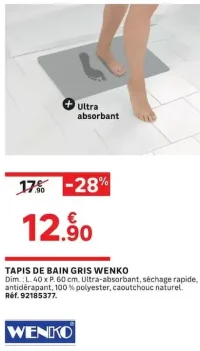 Tapis de bain gris Wenko