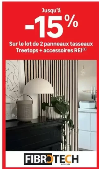 Lot de 2 panneaux tasseaux Treetops + accessoires REI Fibrotech