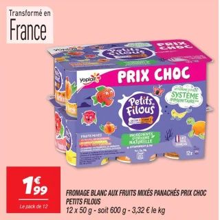 Fromage blanc aux fruits mixés panachés prix choc 