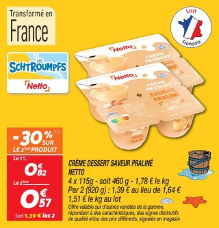 Crème dessert saveur praliné