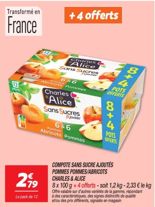 Compote sans sucre ajoutés pommes pommes/abricots