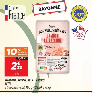 Jambon de bayonne igp 6 tranches 