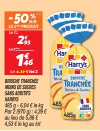 Brioche tranchée moins de sucres sans additifs