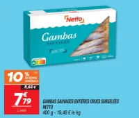 Gambas sauvages entières crues surgelées 