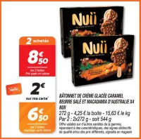 Bâtonnet de crème glacée caramel beurre salé et macadamia d'australie x4