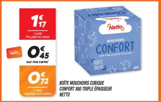Boîte mouchoirs cubique confort  x60 triple épaisseur