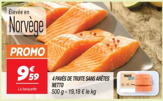 4 pavés de truite sans arêtes 