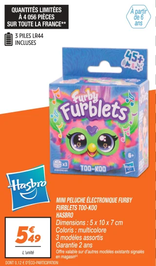 Mini peluche électronique furby furblets too-koo 
