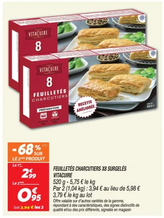 Feuilletés charcutiers x8 surgelés